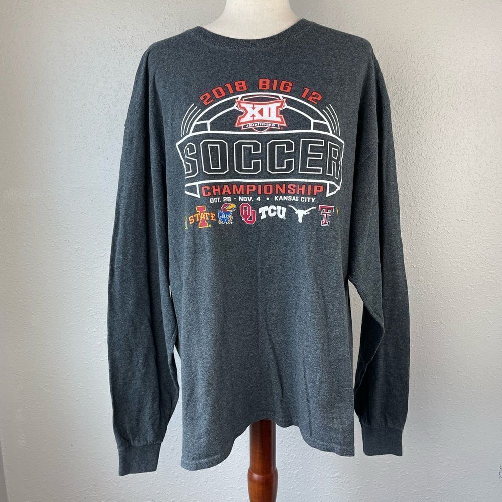 Champion 2018 Big 12 Soccer Championships Long Sleeve T-Shirt Size CL EUC